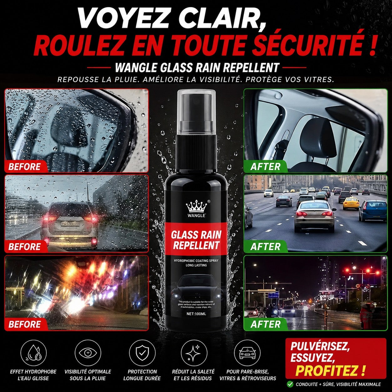 Traitement anti-pluie pour para-brise